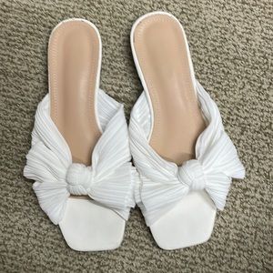 White bow slide on sandals